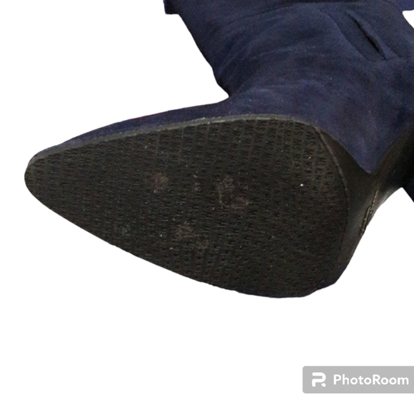 Stuart Weitzman Straighten Nice Blue Suede Boots - Picture 6 of 13